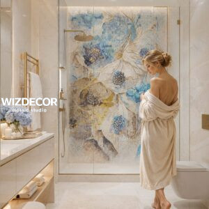 Glass mosaic for bathroom interior