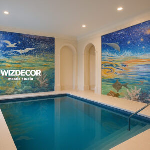 Facing swimming pools with mosaics